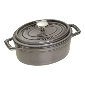 Cocotte ovale Staub 17 cm gris en fonte émaillée