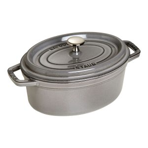 Cocotte ovale Staub 23 cm gris en fonte émaillée