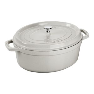 Cocotte ovale Staub 23 cm truffe blanche en fonte émaillée