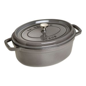 Cocotte ovale Staub 27 cm gris en fonte émaillée