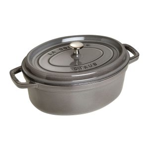 Cocotte ovale Staub 29 cm gris en fonte émaillée