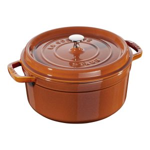 Cocotte ronde Staub 26 cm cannelle en fonte émaillée