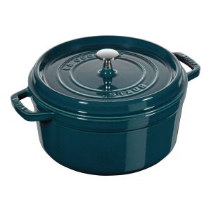 Cocotte ronde Staub 26 cm la mer bleu en fonte émaillée