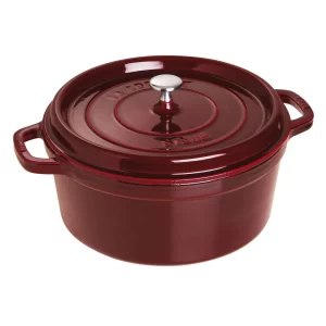 Cocotte ronde Staub 28 cm grenadine en fonte émaillée