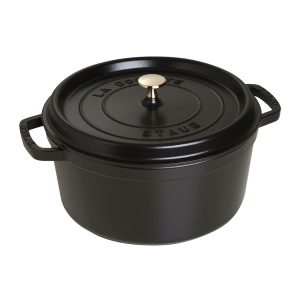 Cocotte ronde Staub 28 cm noir en fonte émaillée