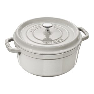 Cocotte ronde Staub 28 cm truffe blanche en fonte émaillée